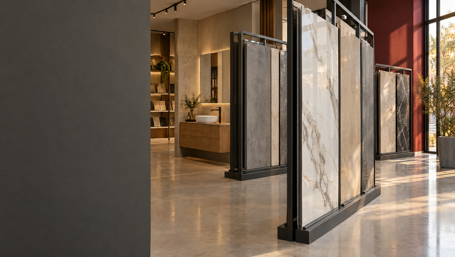 Showroom de porcelanatos e cubas do Depósito Provisão
